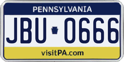 PA license plate JBU0666