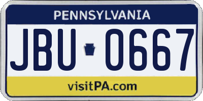PA license plate JBU0667