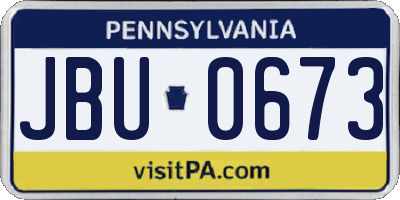 PA license plate JBU0673