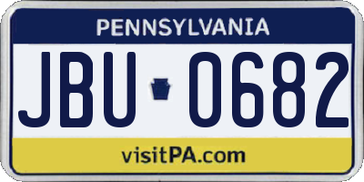 PA license plate JBU0682