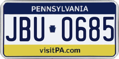 PA license plate JBU0685