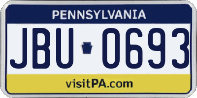 PA license plate JBU0693