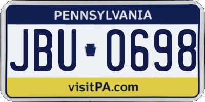 PA license plate JBU0698