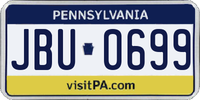 PA license plate JBU0699