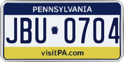 PA license plate JBU0704