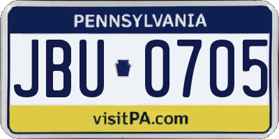 PA license plate JBU0705