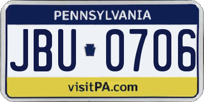 PA license plate JBU0706