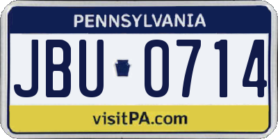 PA license plate JBU0714