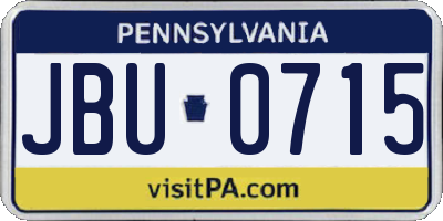 PA license plate JBU0715