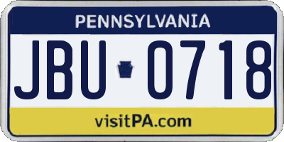 PA license plate JBU0718