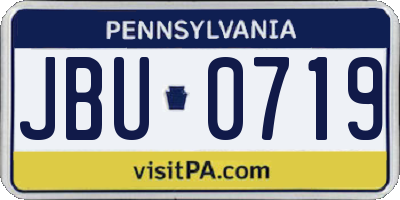 PA license plate JBU0719