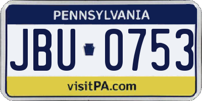PA license plate JBU0753