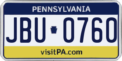PA license plate JBU0760