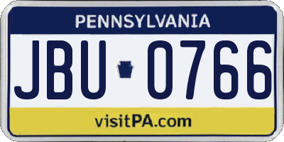 PA license plate JBU0766