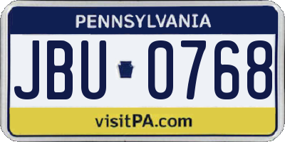 PA license plate JBU0768