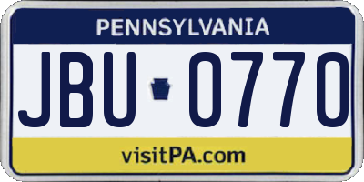 PA license plate JBU0770