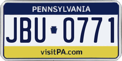 PA license plate JBU0771