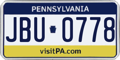 PA license plate JBU0778