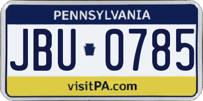 PA license plate JBU0785