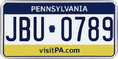 PA license plate JBU0789