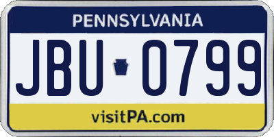 PA license plate JBU0799