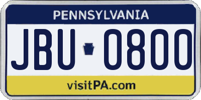 PA license plate JBU0800