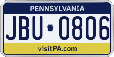 PA license plate JBU0806
