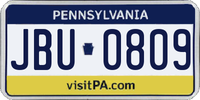 PA license plate JBU0809