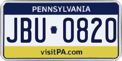 PA license plate JBU0820