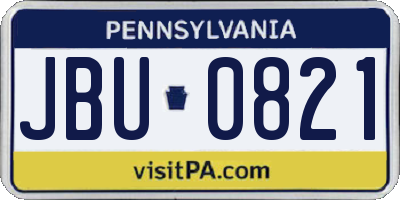 PA license plate JBU0821