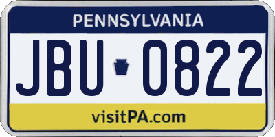 PA license plate JBU0822