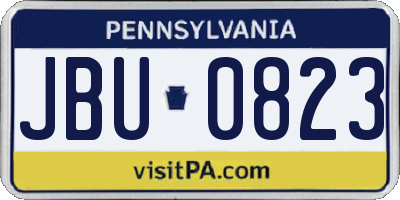 PA license plate JBU0823