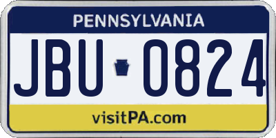 PA license plate JBU0824