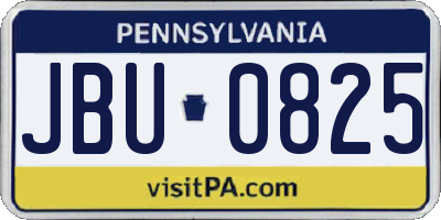 PA license plate JBU0825