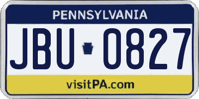 PA license plate JBU0827