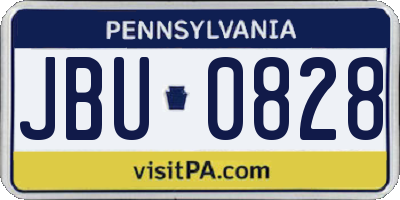 PA license plate JBU0828