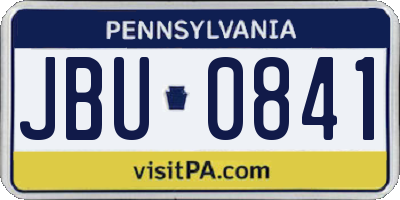 PA license plate JBU0841