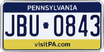 PA license plate JBU0843