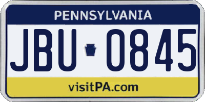 PA license plate JBU0845