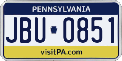 PA license plate JBU0851