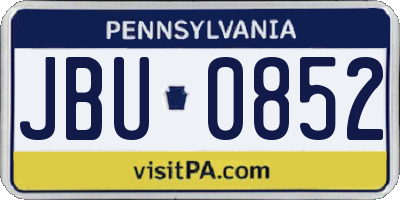 PA license plate JBU0852