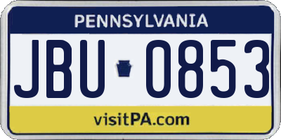 PA license plate JBU0853
