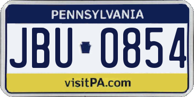 PA license plate JBU0854