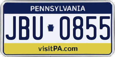 PA license plate JBU0855