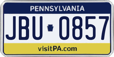 PA license plate JBU0857