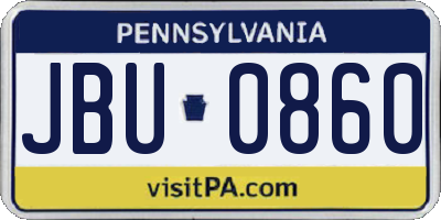 PA license plate JBU0860