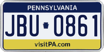 PA license plate JBU0861