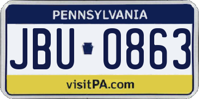 PA license plate JBU0863