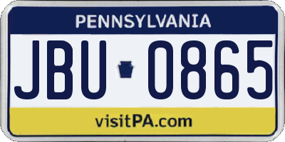 PA license plate JBU0865