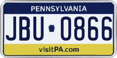 PA license plate JBU0866